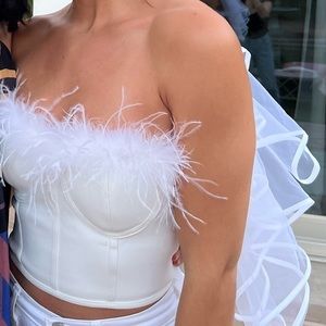 Bridal white feather top